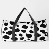 牛のプリント、牛のパターン、牛の斑点、白黒 ダッフルバッグ (裏面)