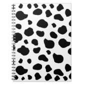 牛のプリント、牛のパターン、牛の斑点、白黒 ノートブック (正面)