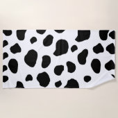 牛のプリント、牛のパターン、牛の斑点、白黒 ビーチタオル (正面)