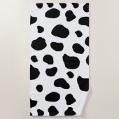 牛のプリント、牛のパターン、牛の斑点、白黒 ビーチタオル (正面)
