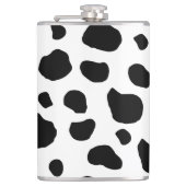 牛のプリント、牛のパターン、牛の斑点、白黒 フラスク (正面)