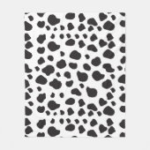 牛のプリント、牛のパターン、牛の斑点、白黒 フリースブランケット (正面)