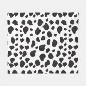 牛のプリント、牛のパターン、牛の斑点、白黒 フリースブランケット (正面(横))