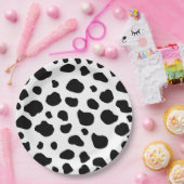 牛のプリント、牛のパターン、牛の斑点、白黒 ペーパープレート (パーティー)