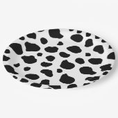 牛のプリント、牛のパターン、牛の斑点、白黒 ペーパープレート (アングル)