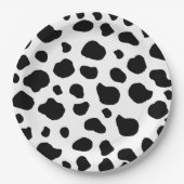 牛のプリント、牛のパターン、牛の斑点、白黒 ペーパープレート (正面)