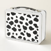 牛のプリント、牛のパターン、牛の斑点、白黒 メタルランチボックス (裏面)