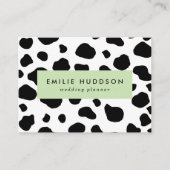 牛のプリント、牛のパターン、牛の斑点、白黒 名刺 (正面)