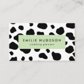 牛のプリント、牛のパターン、牛の斑点、白黒 名刺 (正面)