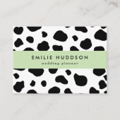 牛のプリント、牛のパターン、牛の斑点、白黒 名刺 (正面)