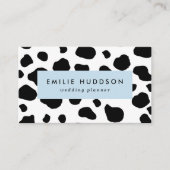 牛のプリント、牛のパターン、牛の斑点、白黒 名刺 (正面)