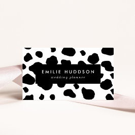 牛のプリント、牛のパターン、牛の斑点、白黒 名刺