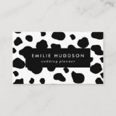 牛のプリント、牛のパターン、牛の斑点、白黒 名刺 (正面)