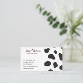 牛のプリント、牛のパターン、牛の斑点、白黒 名刺 (スタンド正面)