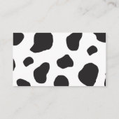 牛のプリント、牛のパターン、牛の斑点、白黒 名刺 (裏面)