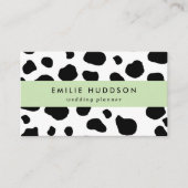 牛のプリント、牛のパターン、牛の斑点、白黒 名刺 (正面)