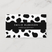 牛のプリント、牛のパターン、牛の斑点、白黒 名刺 (正面)