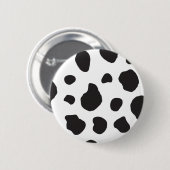 牛のプリント、牛のパターン、牛の斑点、白黒 缶バッジ (正面&裏面)