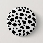 牛のプリント、牛のパターン、牛の斑点、白黒 缶バッジ (正面)
