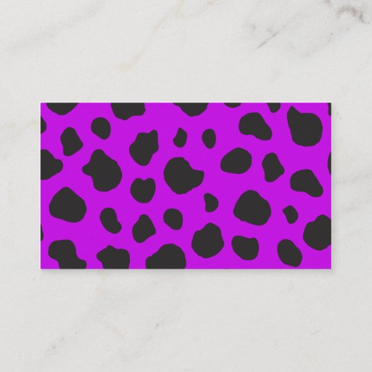 牛のプリント、牛のパターン、牛の斑点、紫色の牛 名刺 (裏面)