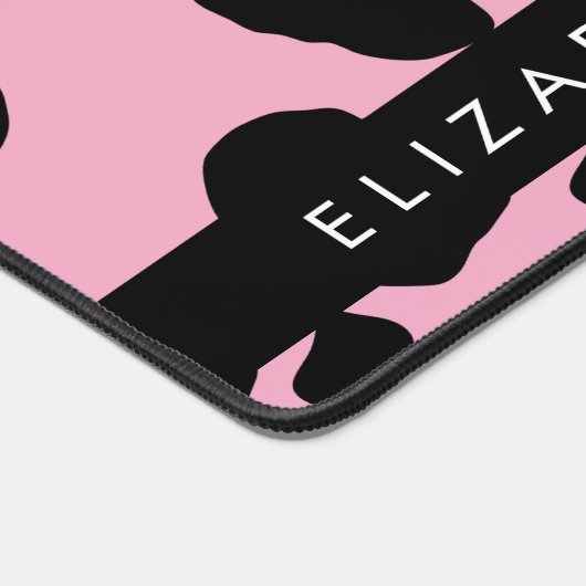 牛のプリント,牛の斑点,ピンクの牛,あなたの名前 デスクマット (コーナー)