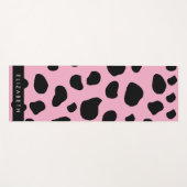 牛のプリント，牛の斑点，ピンクの牛，あなたの名前 ヨガマット (正面(横))