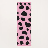 牛のプリント、牛の斑点、ピンクの牛、モノグラム ヨガマット (裏面)