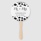 牛のプリント、牛の斑点、白黒結婚、 ハンドファン (正面)