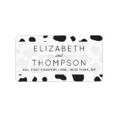 牛のプリント、牛の斑点、白黒結婚、 ラベル (正面)