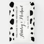 牛のプリント、牛の斑点、白黒結婚、 横断幕 (縦)