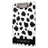 牛のプリント、牛の斑点、白黒、あなたの名前 クリップボード (左)