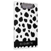 牛のプリント、牛の斑点、白黒、あなたの名前 クリップボード (右)