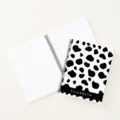 牛のプリント、牛の斑点、白黒、あなたの名前 ノートブック (内部)