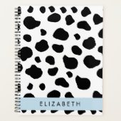牛のプリント、牛の斑点、白黒、あなたの名前 プランナー手帳 (正面)