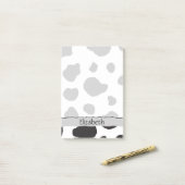 牛のプリント、牛の斑点、白黒、あなたの名前 ポストイット (デスク上)