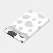 牛のプリント、牛の斑点、白黒、あなたの名前 ポストイット (アングル)