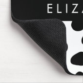 牛のプリント、牛の斑点、白黒、あなたの名前 マウスパッド (コーナー)