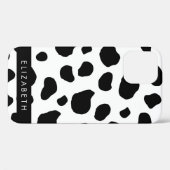 牛のプリント、牛の斑点、白黒、あなたの名前 Case-Mate iPhoneケース (裏面 (横))