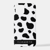 牛のプリント、牛の斑点、白黒、あなたの名前 iPhoneケース (裏面)