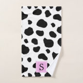 牛のプリント、牛の斑点、白黒、モノグラム バスタオルセット (ハンドタオル)
