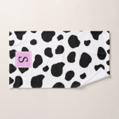 牛のプリント、牛の斑点、白黒、モノグラム バスタオルセット (ハンドタオル)