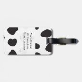 牛のプリント、牛の斑点、白黒、モノグラム ラゲッジタグ (裏面横)