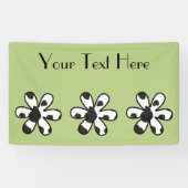 牛のプリント、牛の斑点、白黒、花 横断幕 (横)