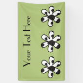 牛のプリント、牛の斑点、白黒、花 横断幕 (縦)