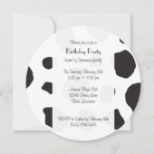 牛のプリント、牛の斑点、白黒、誕生日 招待状 (正面)