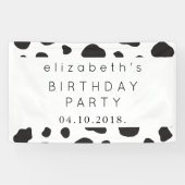 牛のプリント、牛の斑点、白黒、誕生日 横断幕 (横)