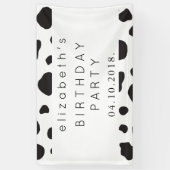 牛のプリント、牛の斑点、白黒、誕生日 横断幕 (縦)