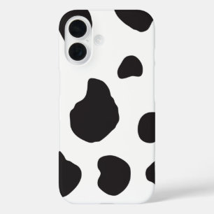 牛のプリント、牛の柄、牛の斑点、黒と白 iPhone 16ケース