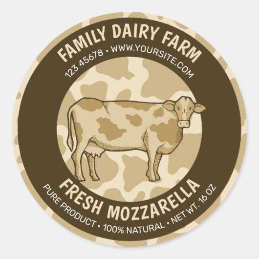 牛のプロファイル丸ラベル ラウンドシール (正面)