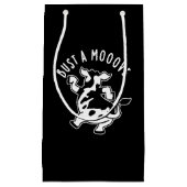 牛のプンおもしろいダークBGを獲得 スモールペーパーバッグ (正面)